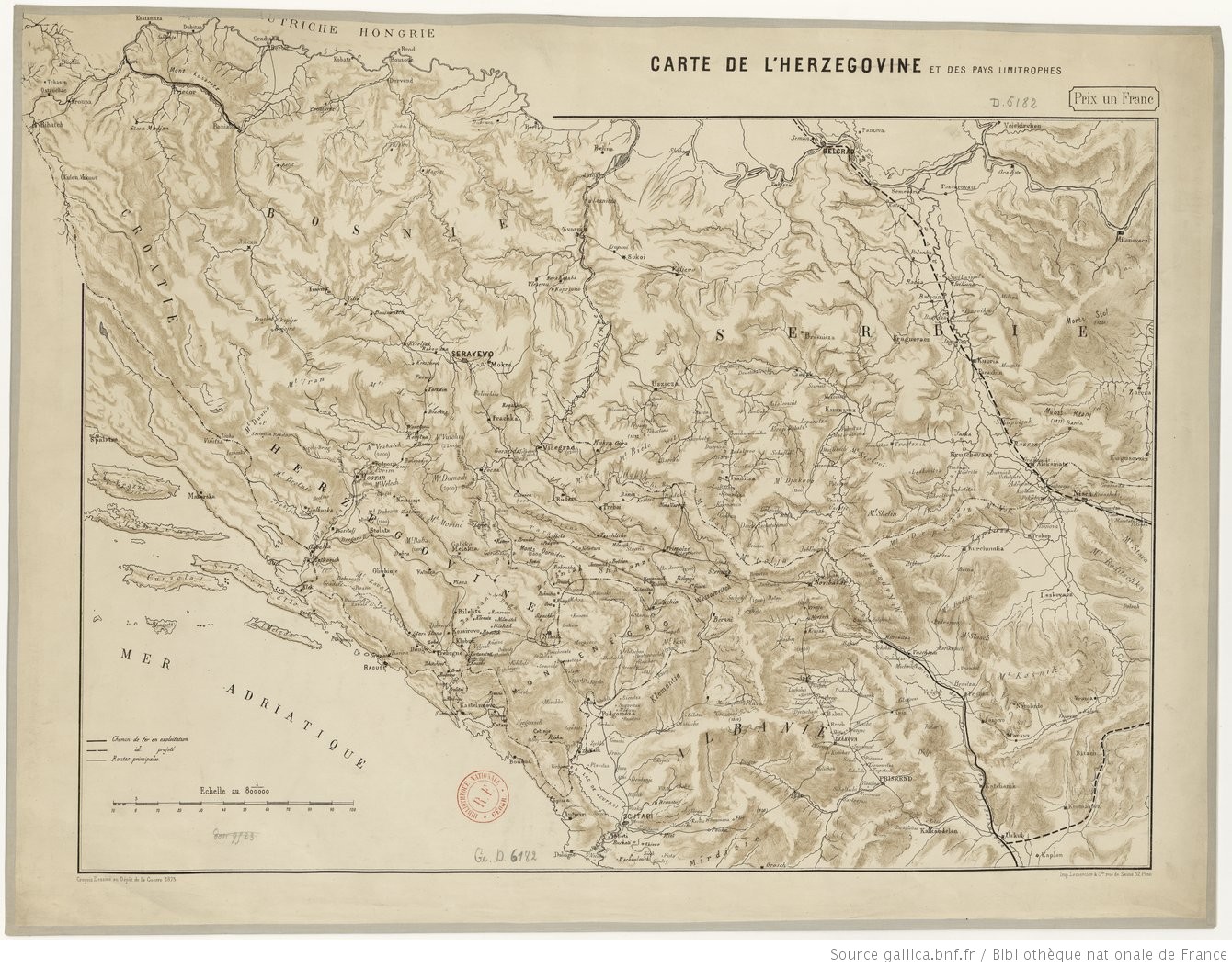 Carte de l'Herzégovine en 1875