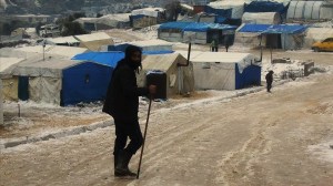 Camp de réfugiés sous la neige à Idlib, février 2020.